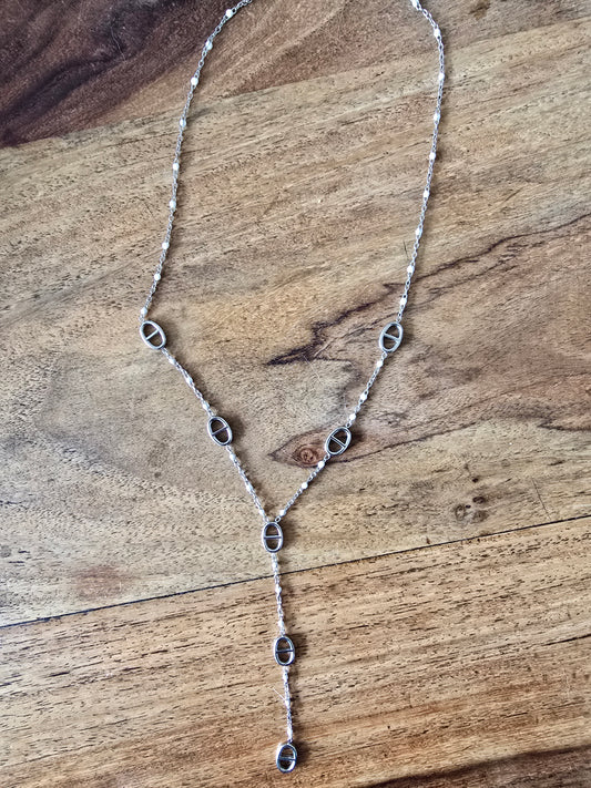 Collier  Y acier inoxydable maille marine