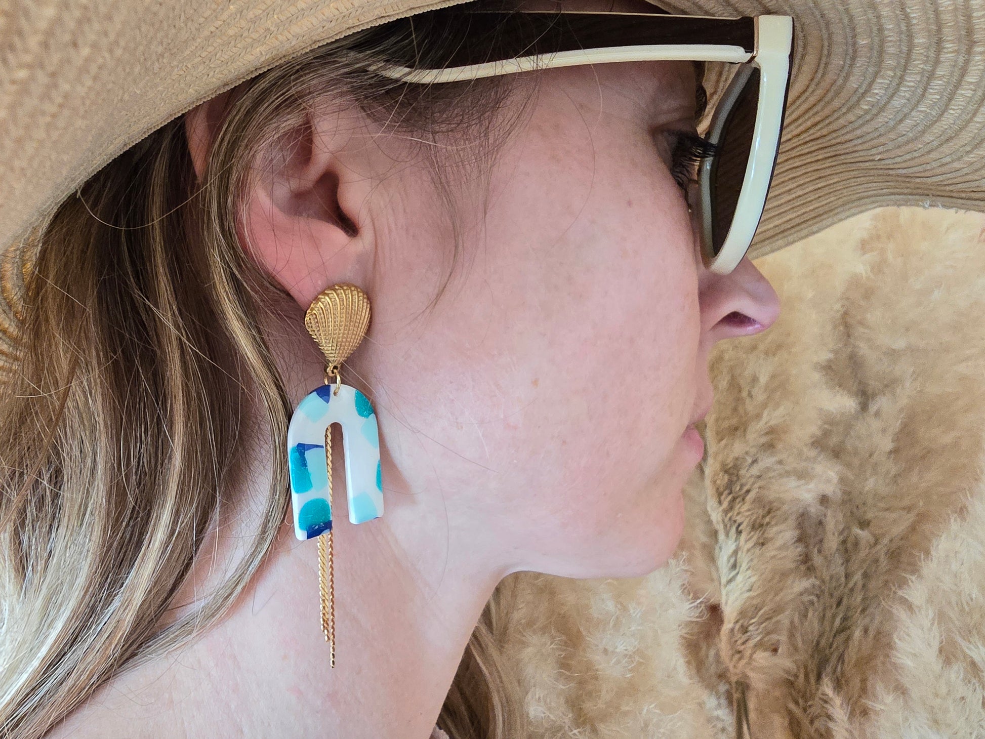 Boucles d’oreilles moderne aux couleurs de l’océan - Créa Gégé