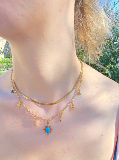 Collier double turquoise