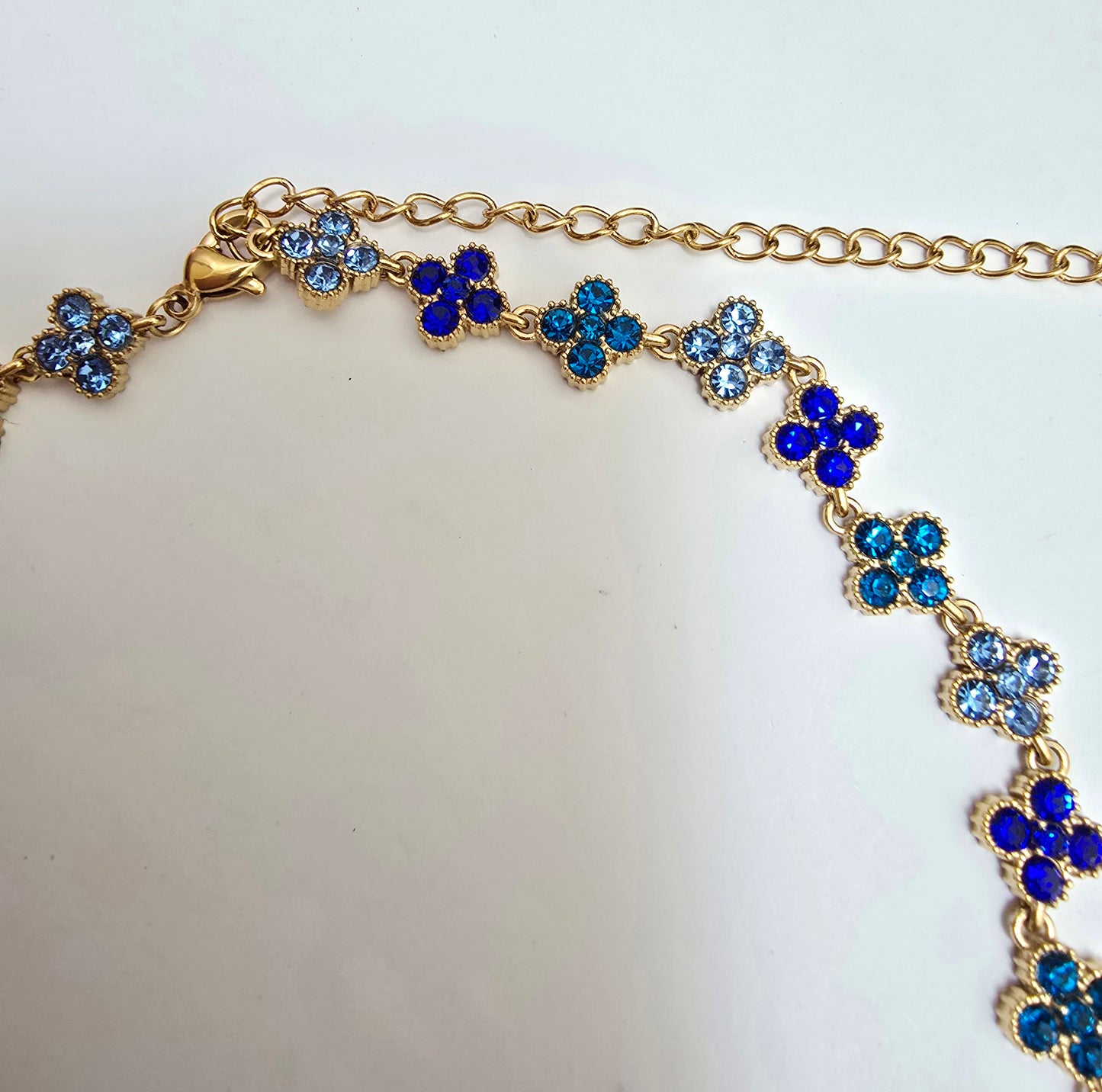 Collier Trèfle Dégradé Bleu Saphir - Acier Inoxydable