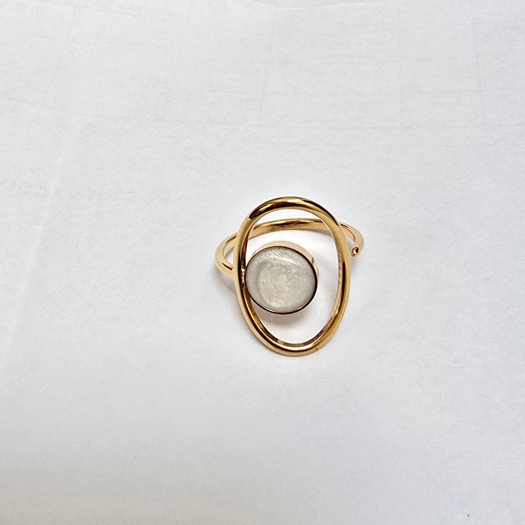 Bague ovale résine ronde ajustable - vue 3 - Créa Gégé
