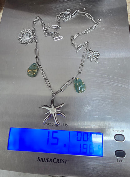 Collier étoile gouttes vert jade - vue 3 - Créa Gégé