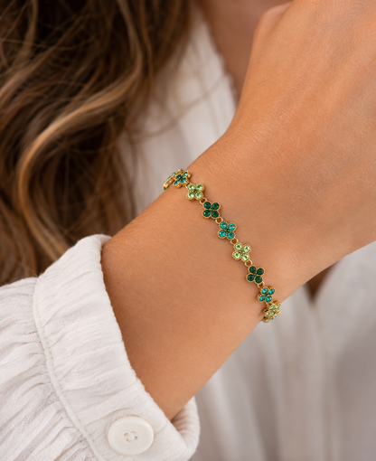 Bracelet Trèfle Dégradé Vert Émeraude - Acier Inoxydable