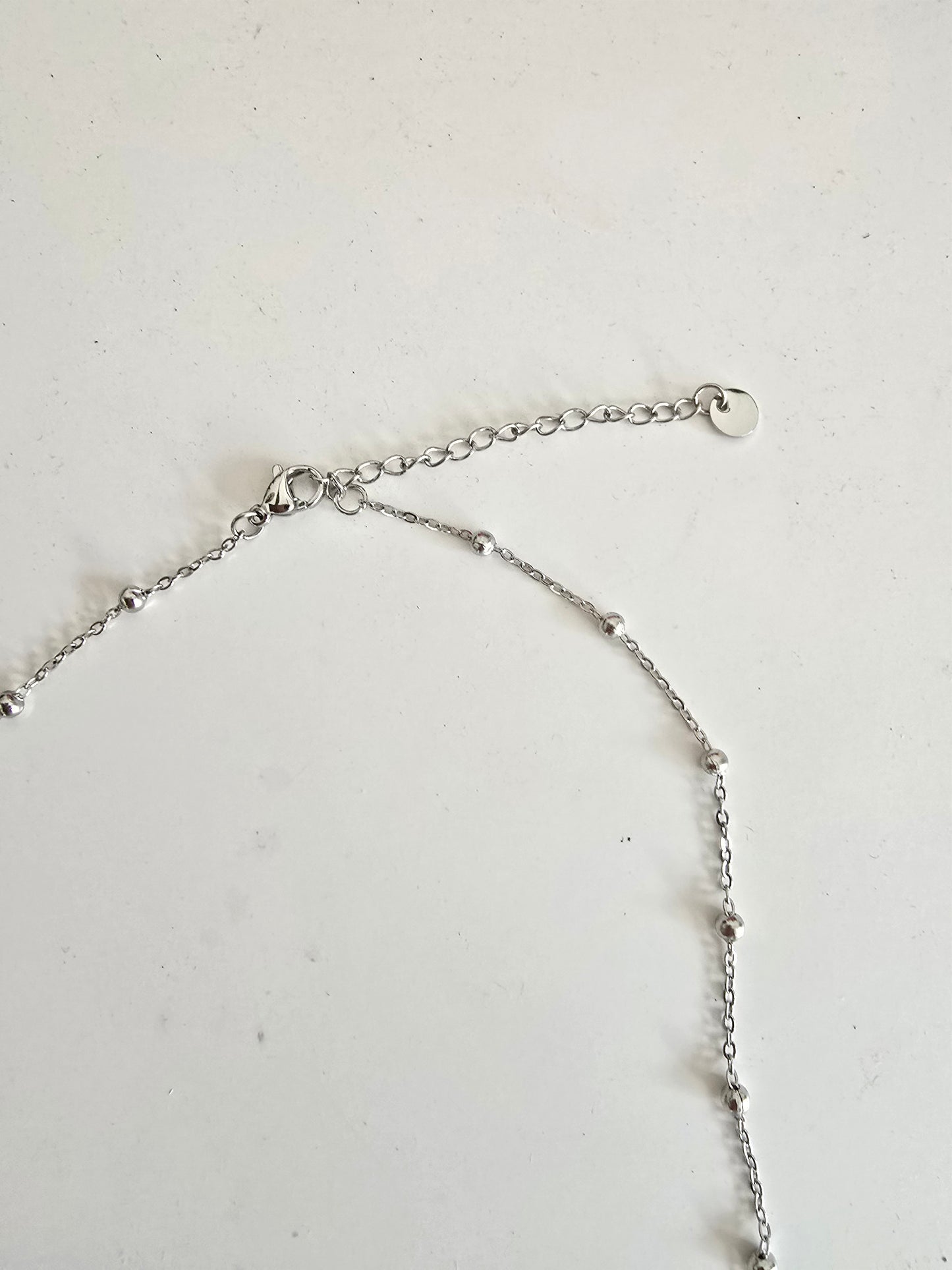 Collier Y maille marine en acier inoxydable serti de strass