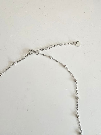 Collier Y maille marine en acier inoxydable serti de strass