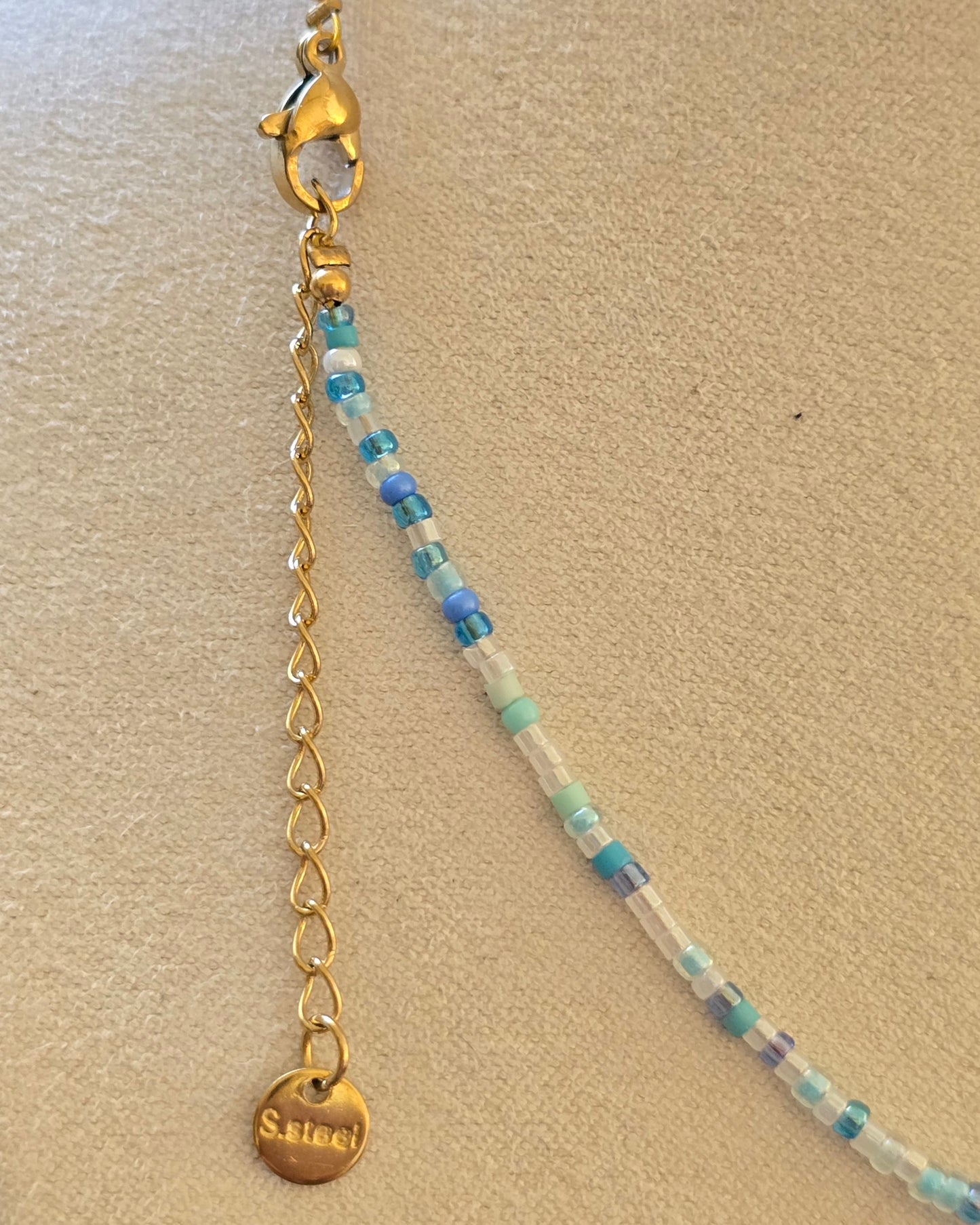 Collier charms ajustable en perle - acier inoxydable