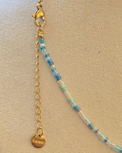 Collier charms ajustable en perle - acier inoxydable