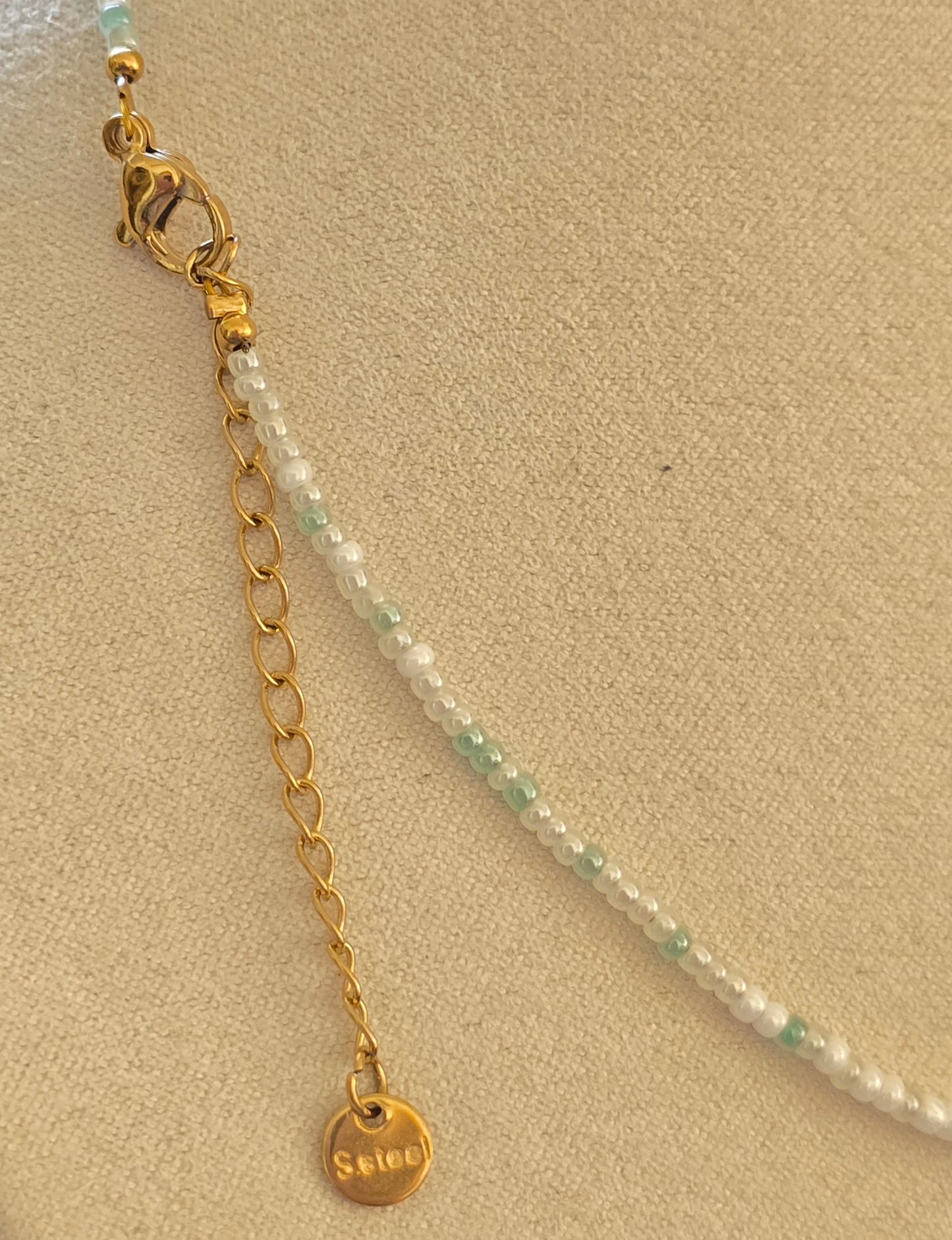 Collier charms ajustable en perle - acier inoxydable