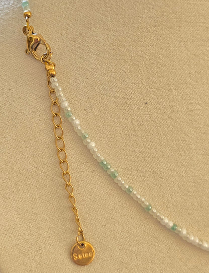 Collier charms ajustable en perle - acier inoxydable