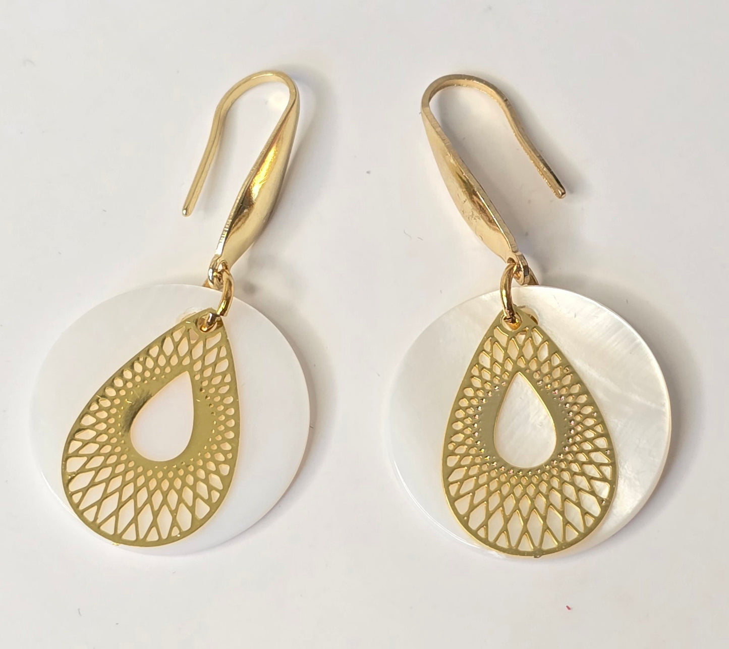 Boucles d’oreilles nacre blanche - Acier inoxydable