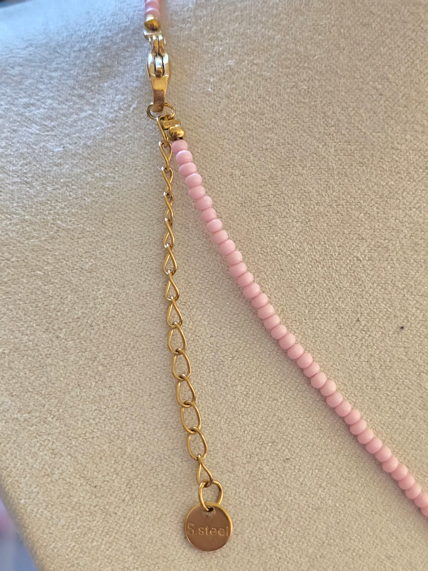 Collier charms ajustable en perle - acier inoxydable