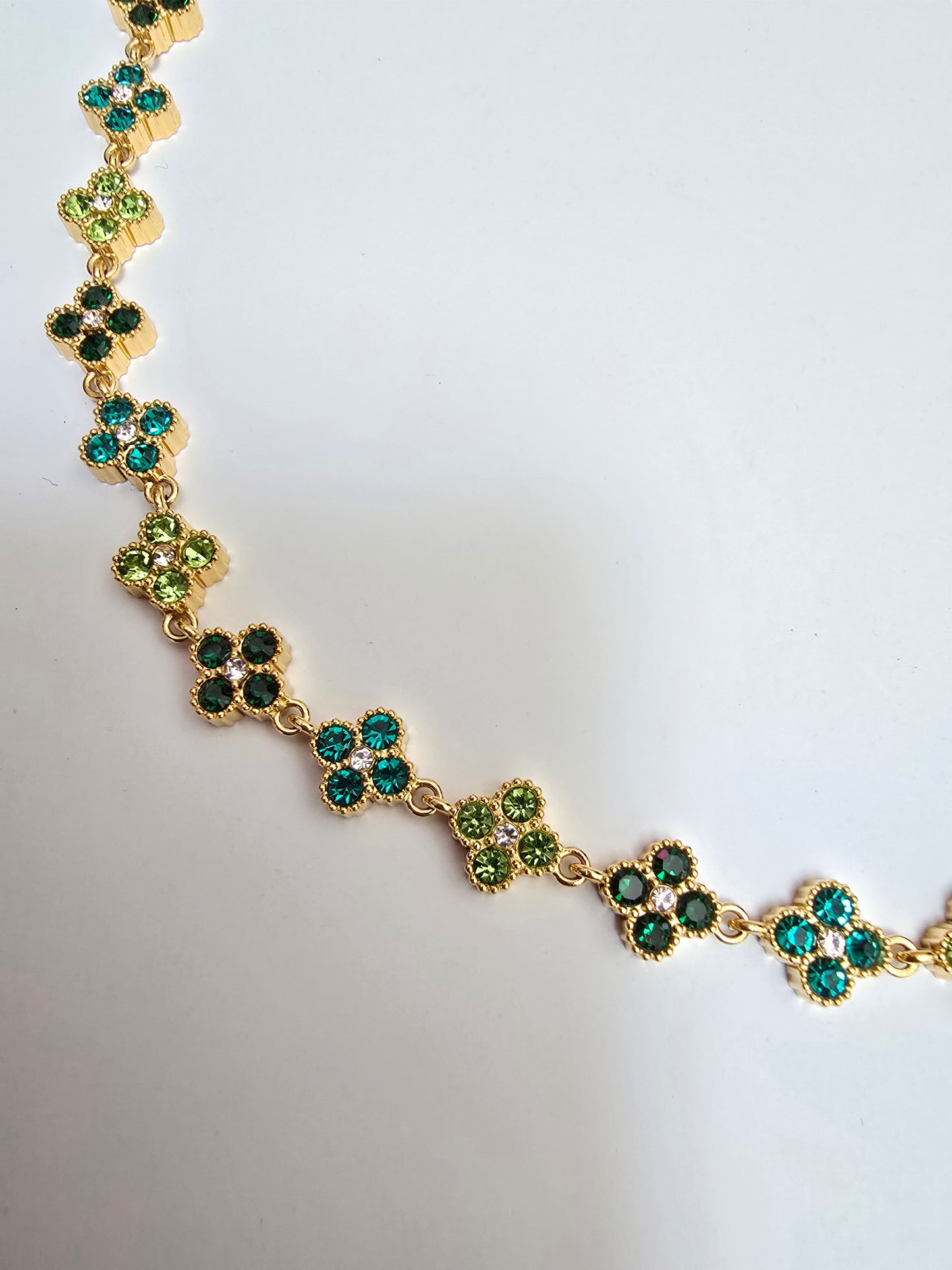 Collier Trèfle Dégradé Vert Émeraude - Acier Inoxydable