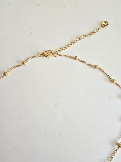 Collier Y maille marine en acier inoxydable serti de strass