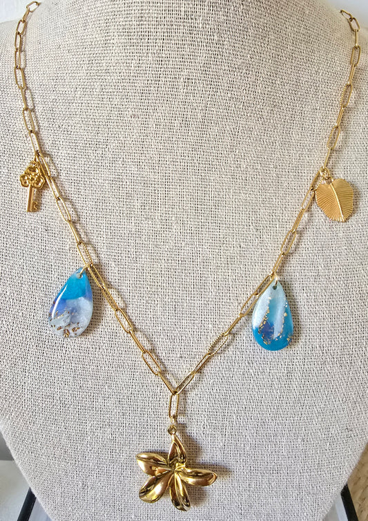 Collier charms bleu océan - Créa Gégé