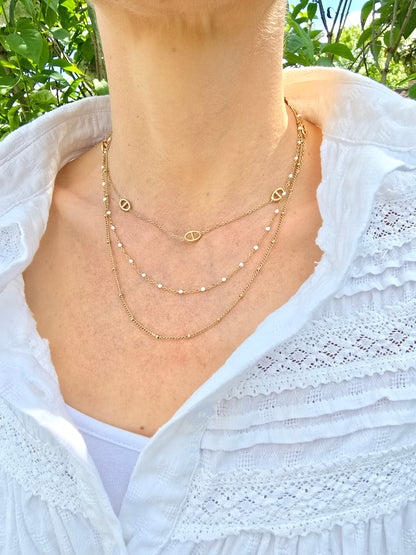 Collier triple acier inoxydable maille marine
