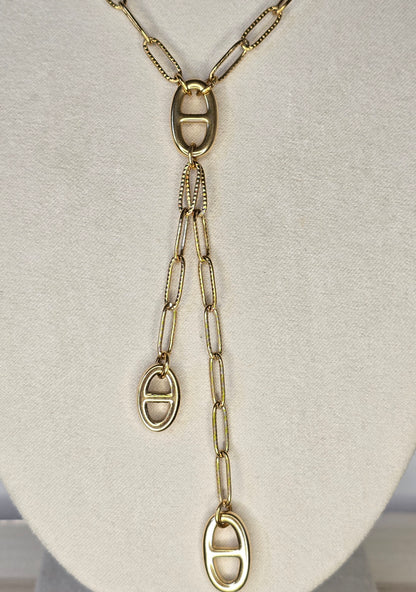 Collier acier inoxydable doré maille marine
