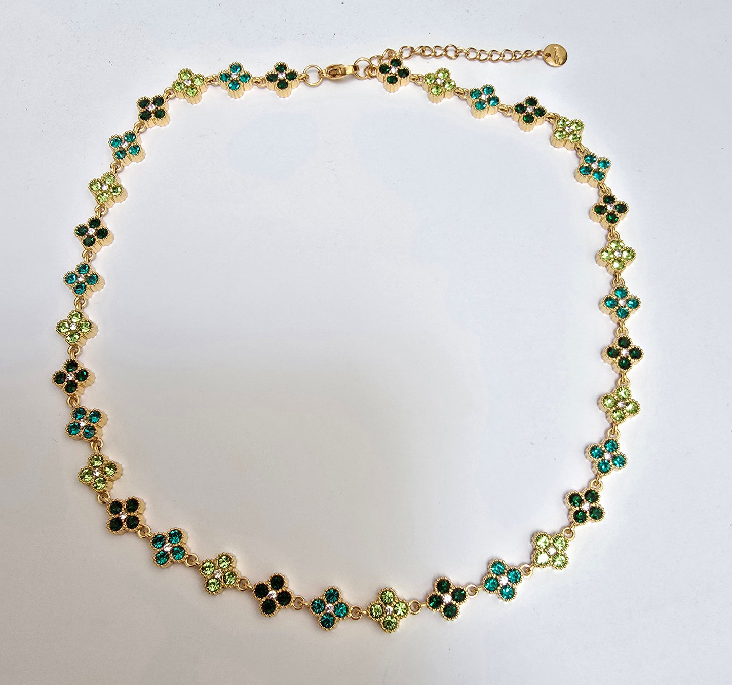 Collier Trèfle Dégradé Vert Émeraude - Acier Inoxydable