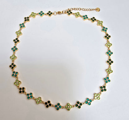 Collier Trèfle Dégradé Vert Émeraude - Acier Inoxydable