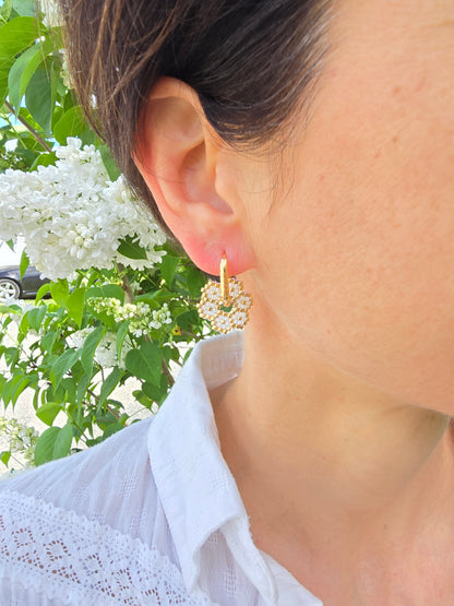 Boucles d’oreilles créoles et perles tissées à la main - Bijou artisanal bohème chic
