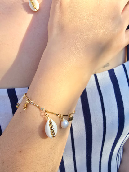 Parure  collier bracelet coquillage blanc - Acier inoxydable estival