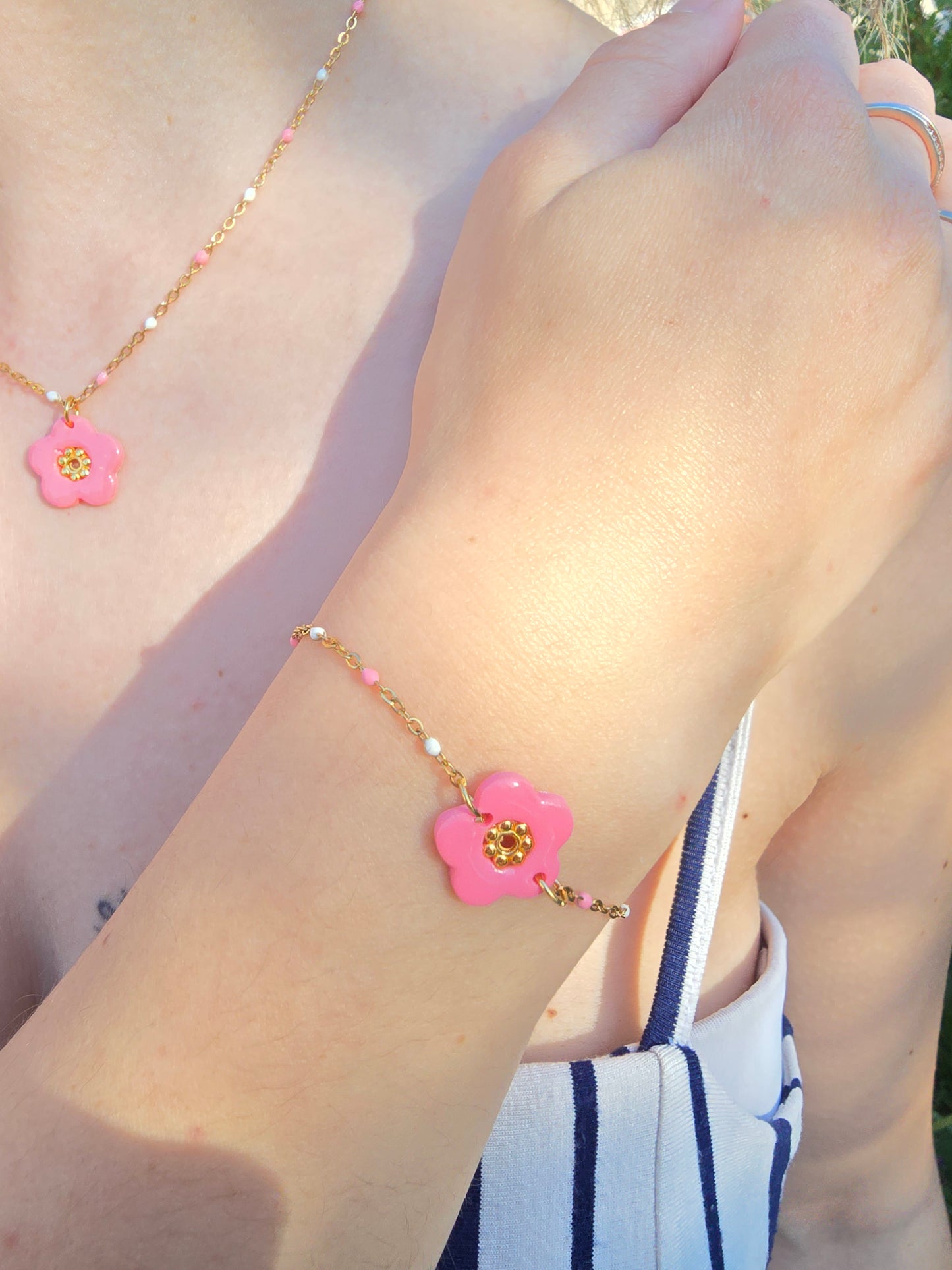 Parure fleur en acier inoxydable
