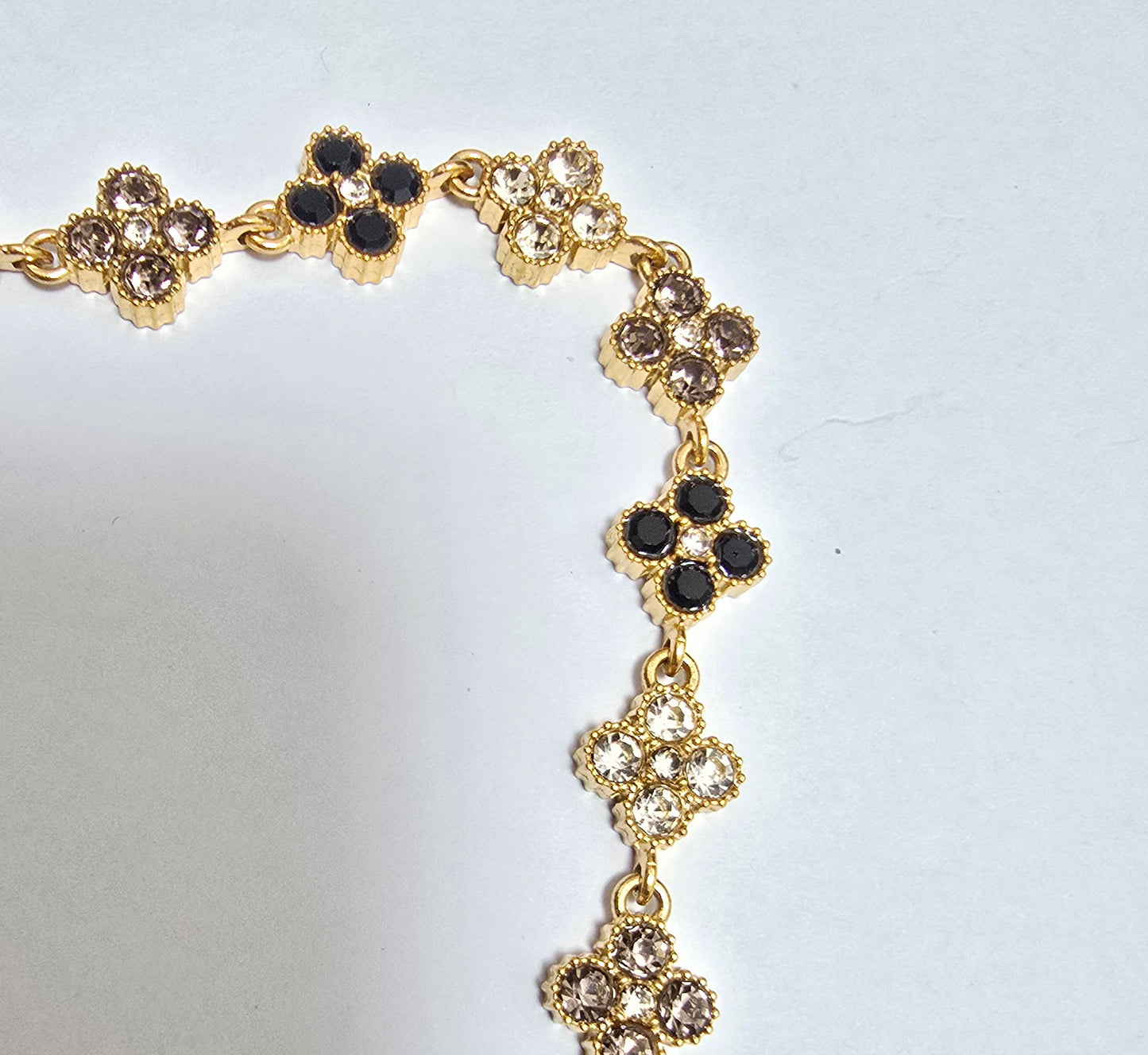 Collier Trèfle Dégradé Noir et Blanc - Acier Inoxydable