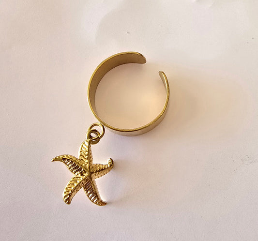 Bague ajustable Acier inoxydable pampilles étoile
