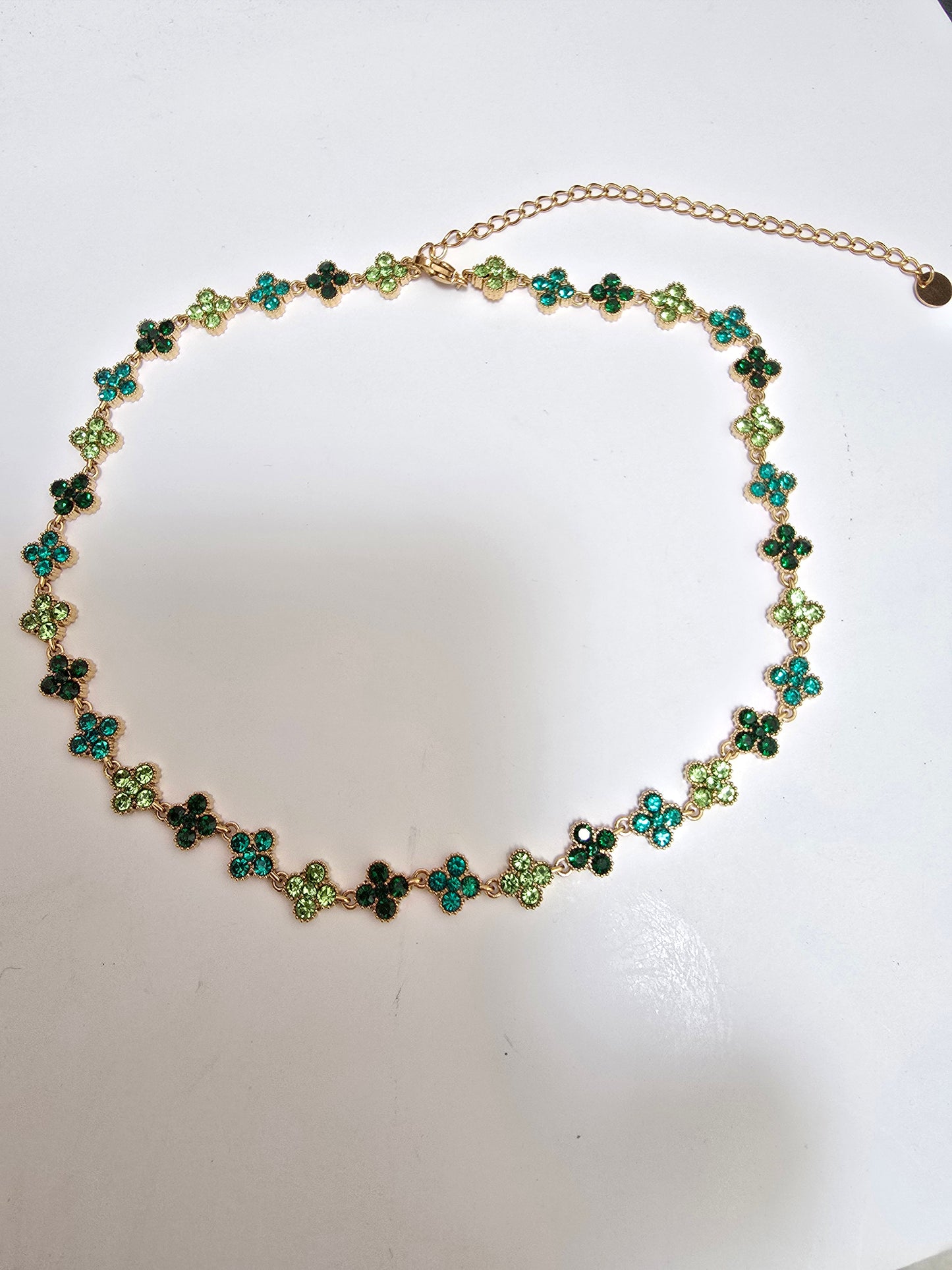Collier Trèfle Dégradé Vert Kaki - Acier Inoxydable