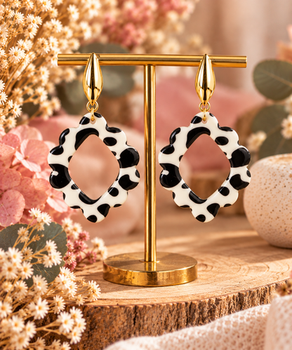 Boucles d’oreilles léopard ajourées festonnées – Créa Gégé