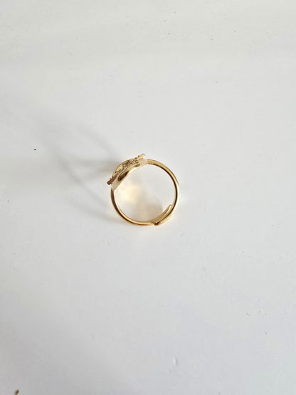 Bague ajustable étoile ovale en acier inoxydable serti de strass