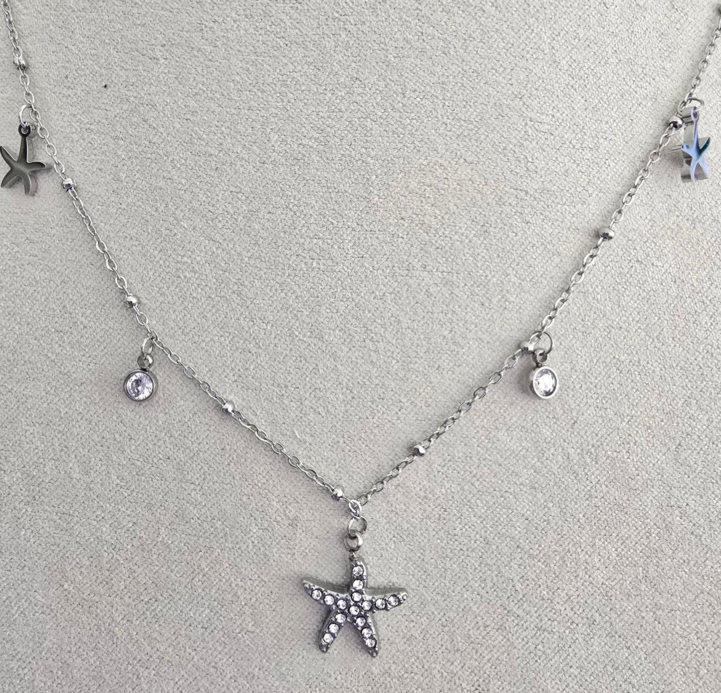Collier pendentif Etoile strass - Acier inoxydable doré