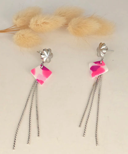 Boucles d’oreilles marbré de rose et blanc - vue 5 - Créa Gégé