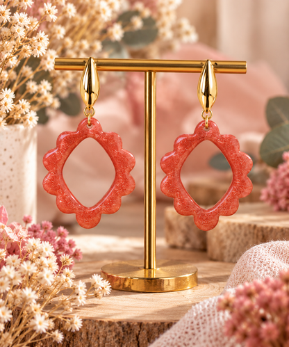 Boucles d’oreilles terracotta métallisé ajourées festonnées – Créa Gégé