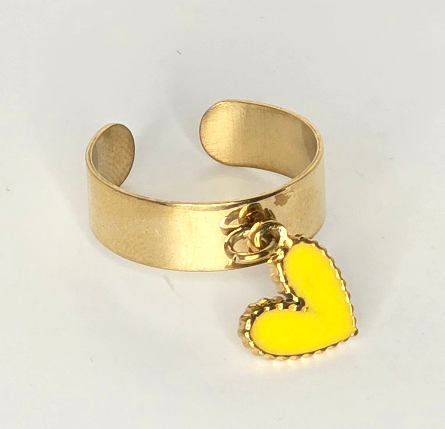 Bague cœur jaune, ajustable en acier inoxydable - vue 3 - Créa Gégé