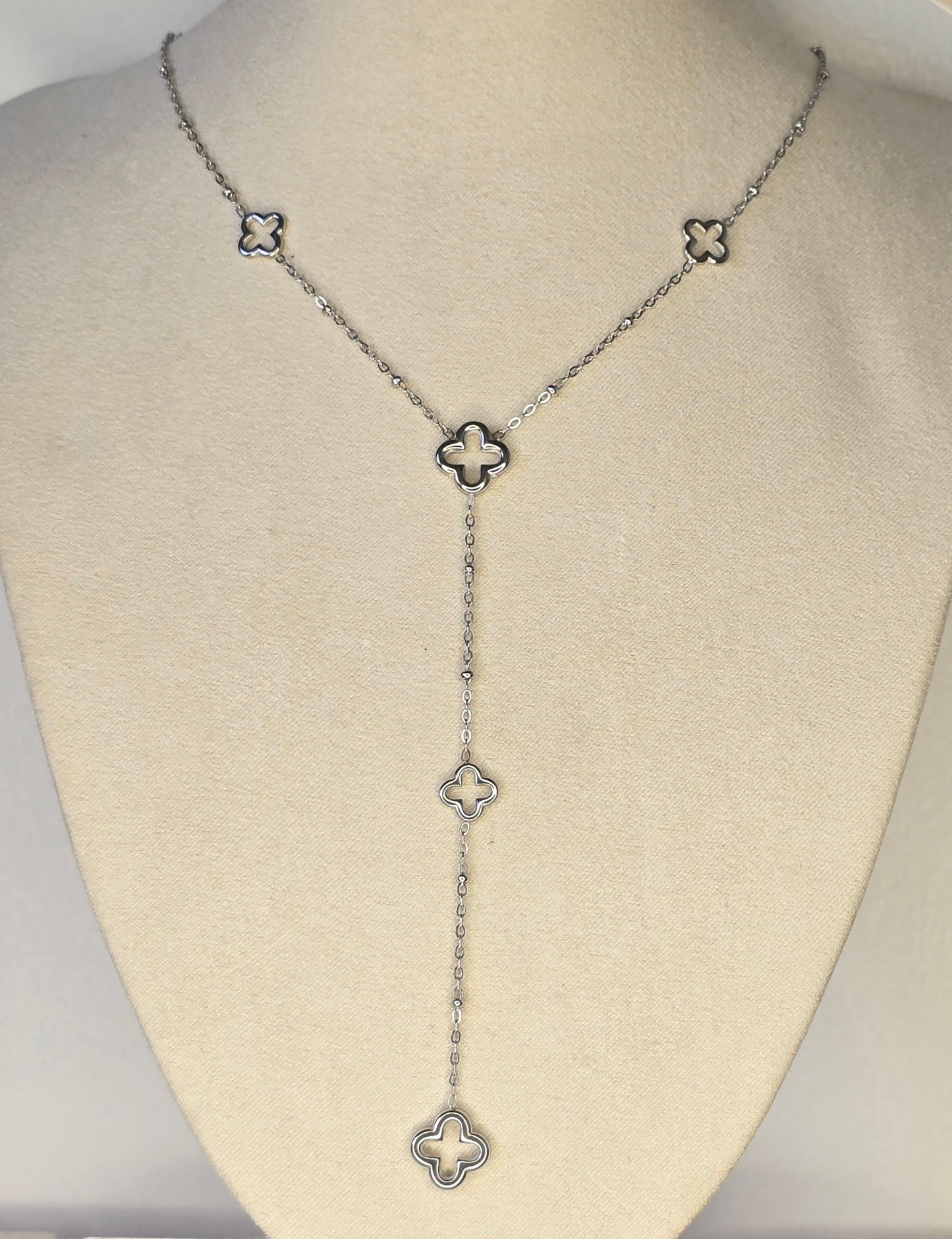 Collier fleur Y - Acier inoxydable doré