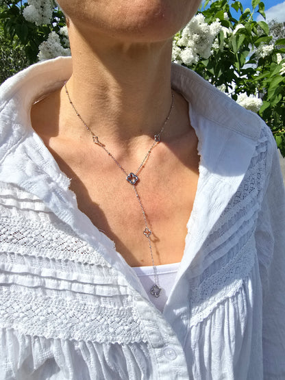 Collier fleur Y - Acier inoxydable doré